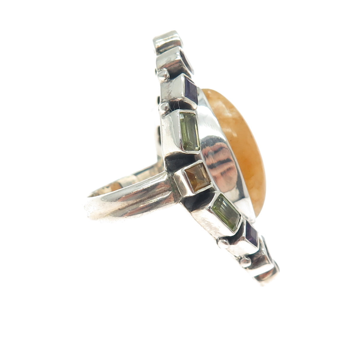 NICKY BUTLER 925 Sterling Vintage Quartz Citrine Amethyst Peridot Ring Size 6.25