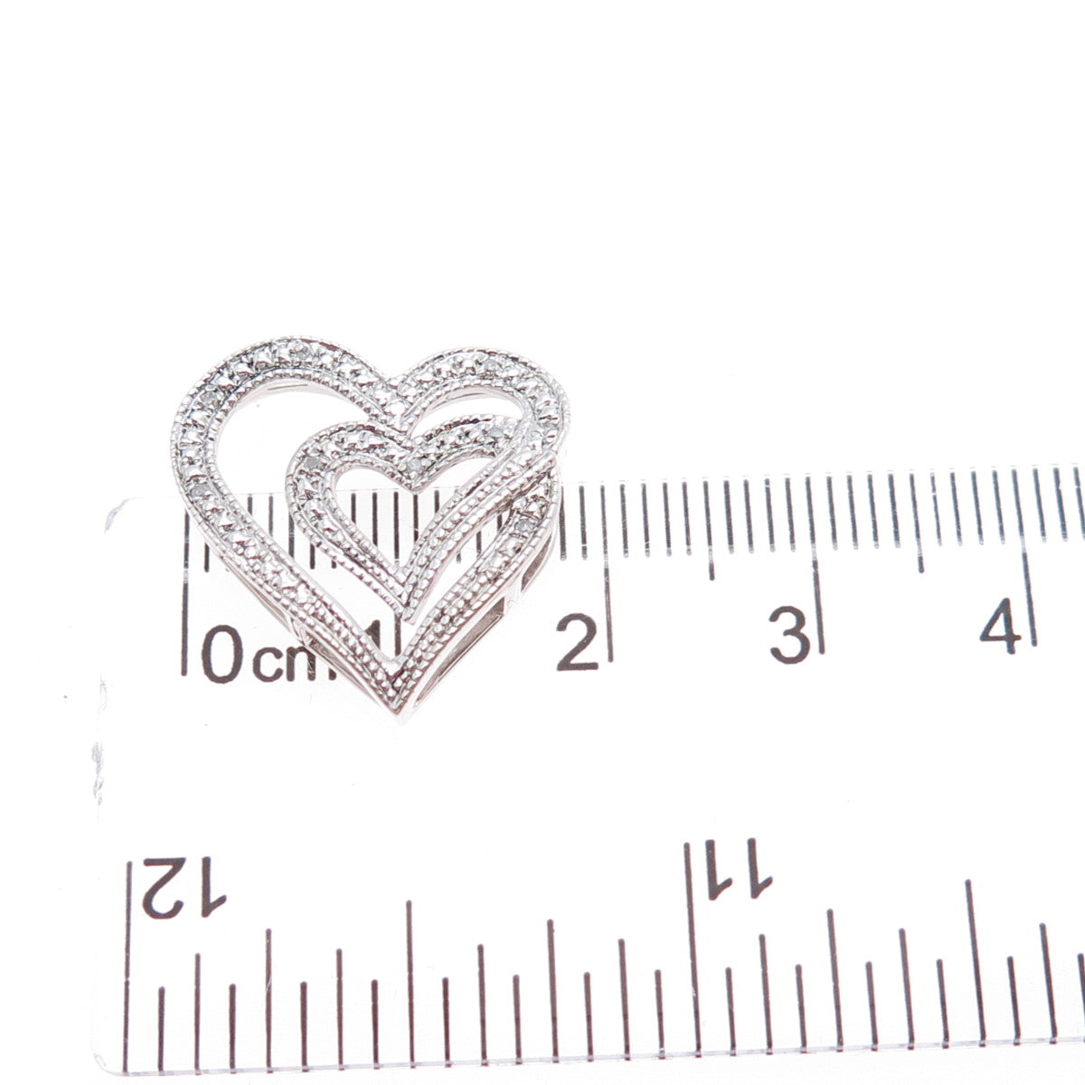925 Sterling Silver Real Round-Cut Diamond Heart Minimalist Slide Pendant