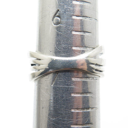 925 Sterling Silver Real Round-Cut Black & White Diamond Crisscross Ring Size 7