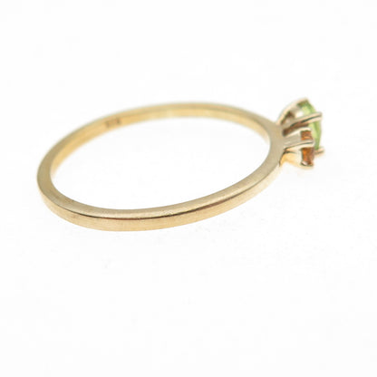 925 Sterling Silver Gold Plated Real Round-Cut Peridot & Citrine Ring Size 7