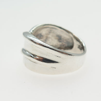 925 Sterling Silver Vintage Modernist Crisscross Ring Size 6.5
