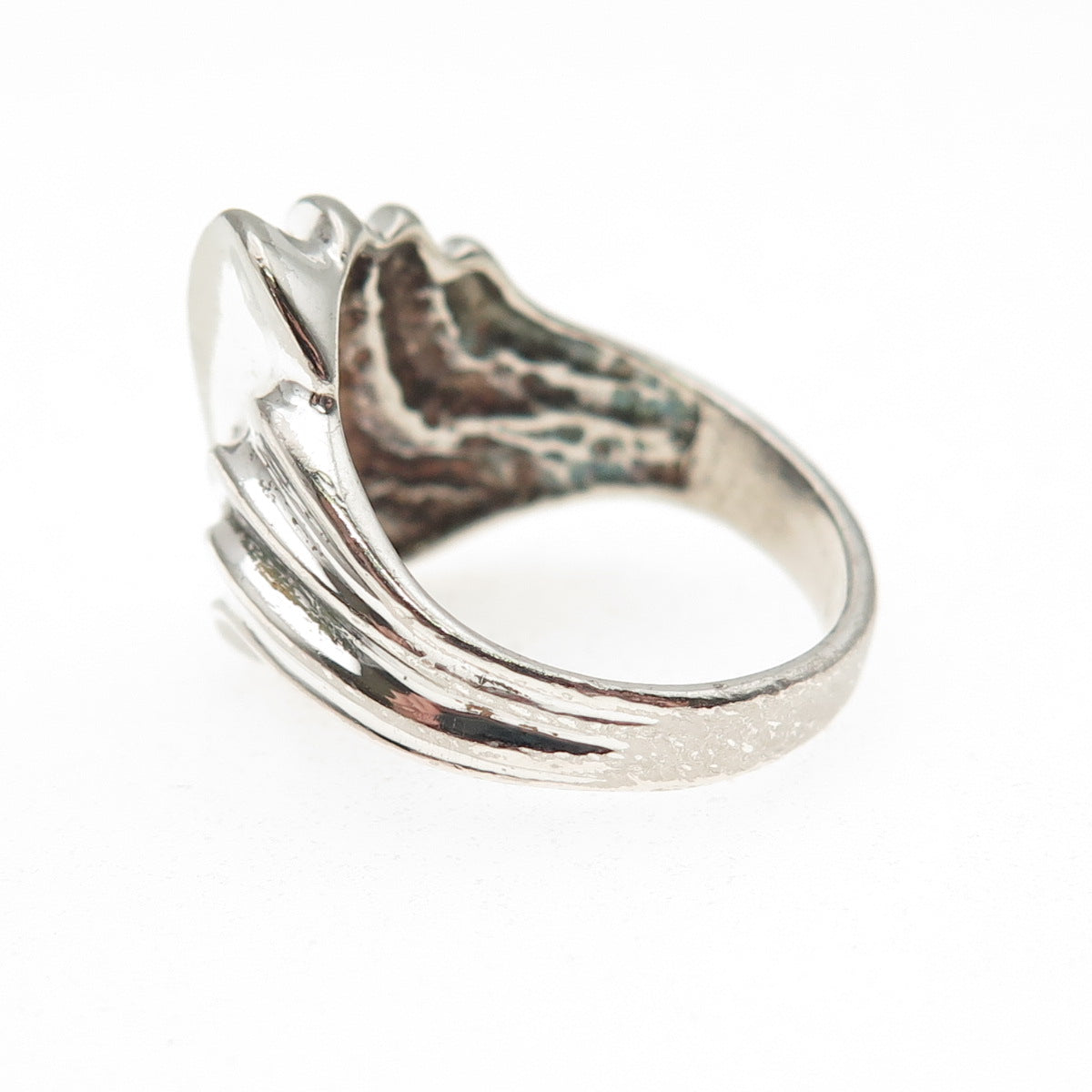 925 Sterling Silver Vintage Modernist Wavy Oxidized Ring Size 6.75