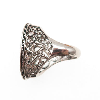 Kleo 925 Sterling Silver Vintage Round-Cut C Z Cross Oxidized Ring Size 9