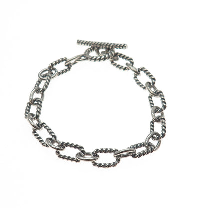 925 Sterling Silver Vintage Cable Link Oxidized Bracelet 6.75"