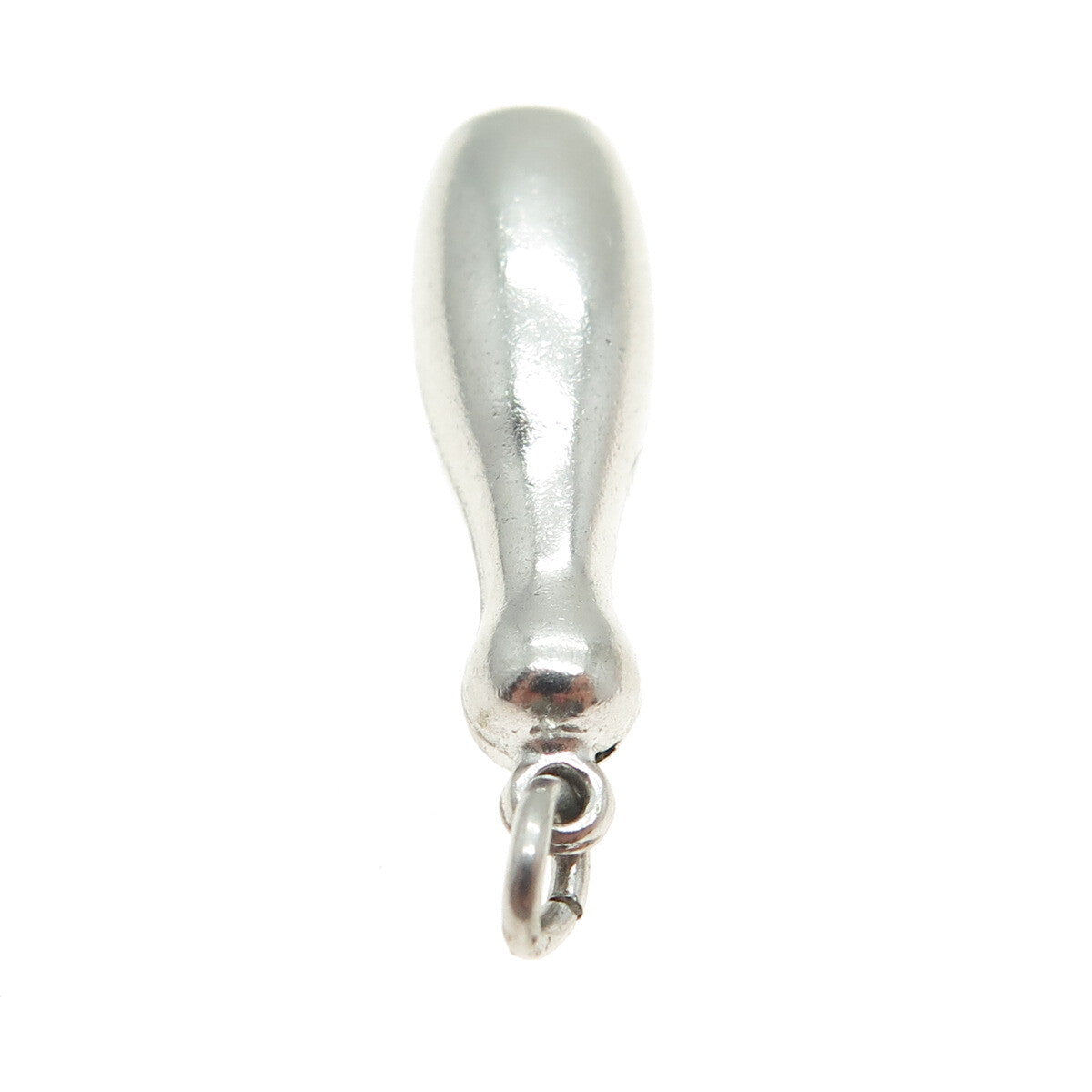 925 Sterling Silver Antique Bowling Pin 3D Charm Pendant