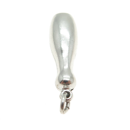 925 Sterling Silver Antique Bowling Pin 3D Charm Pendant