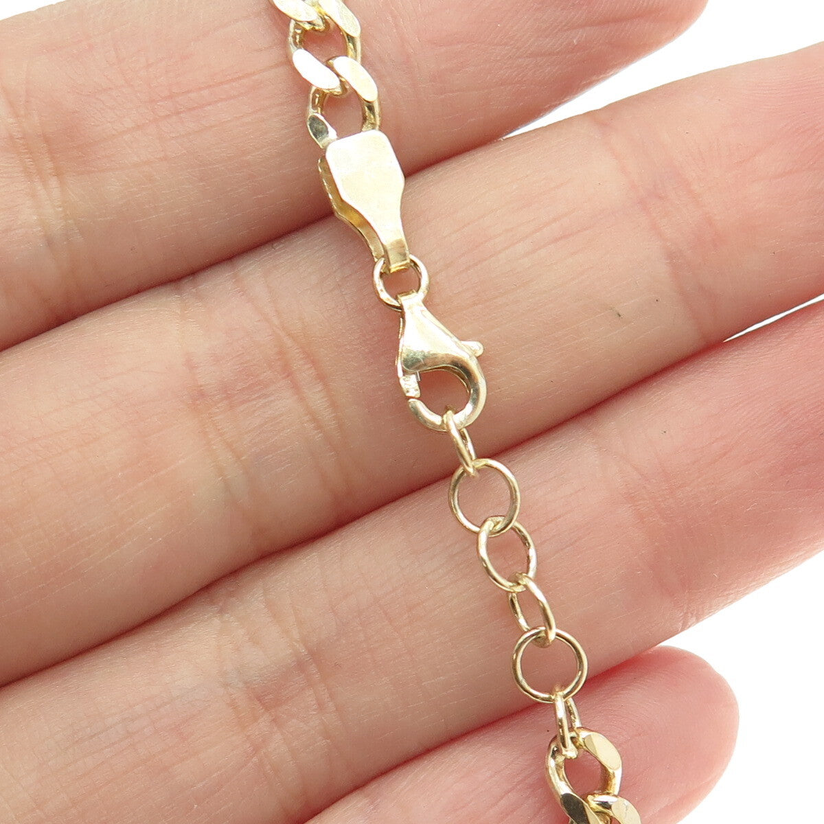 925 Sterling Silver Gold Plated Round-Cut C Z Curb Link ID Bracelet 6.75"