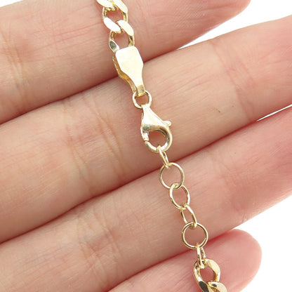 925 Sterling Silver Gold Plated Round-Cut C Z Curb Link ID Bracelet 6.75"