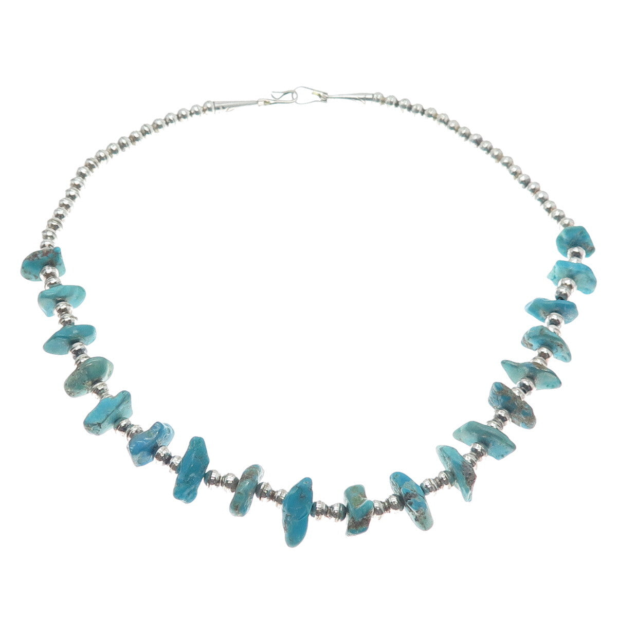 SUNRISE Old Pawn 925 Sterling Silver Vintage Turquoise Navajo Pearl Necklace 18"