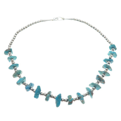 SUNRISE Old Pawn 925 Sterling Silver Vintage Turquoise Navajo Pearl Necklace 18"