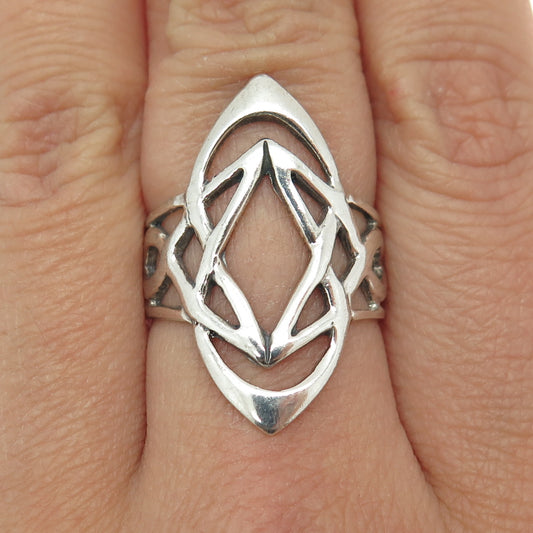 925 Sterling Silver Vintage Viking / Celtic Knot Statement Ring Size 8