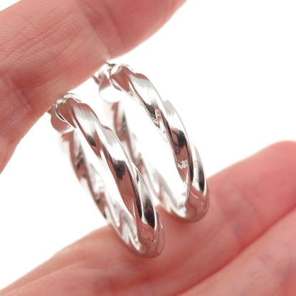 925 Sterling Silver Italy Twisted Hoop Earrings