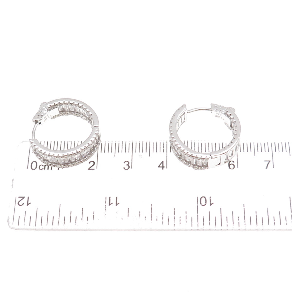 925 Sterling Silver Emerald & Round-Cut C Z In / Out Hoop Earrings