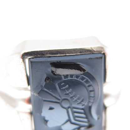 Gainsboro Sterling Antique Art Deco Real Hematite Roman Warrior Ring Size 11.75