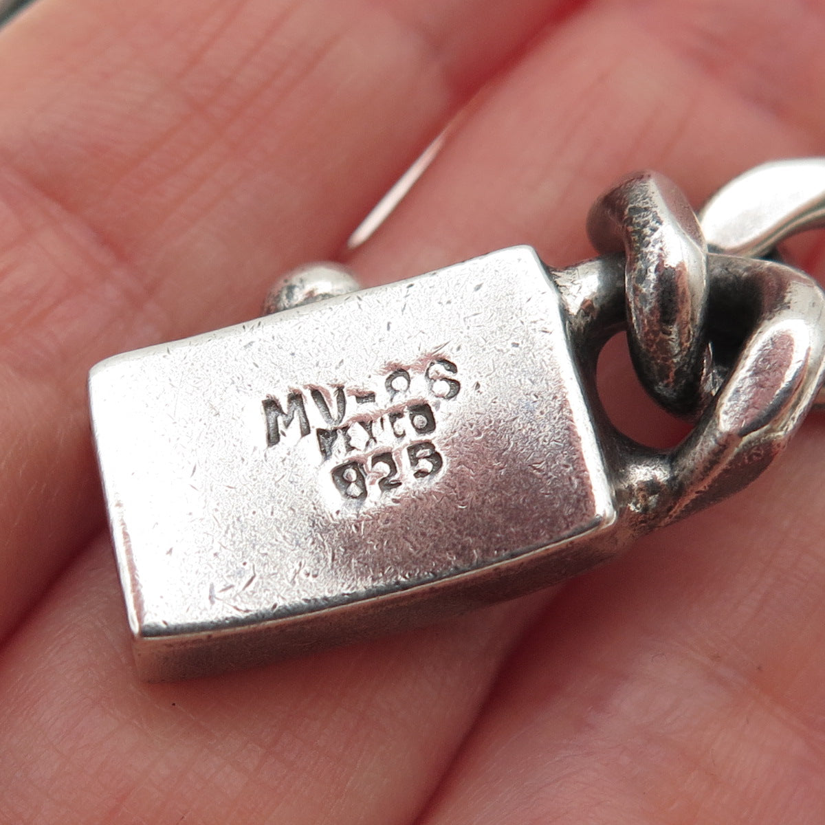 925 Sterling Silver Vintage Mexico Heavy 190.9g Figaro Chain Necklace 26"