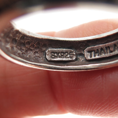SX SALLY C 925 Sterling Silver Vintage Animal Pattern Oxidized Band Ring Size 7