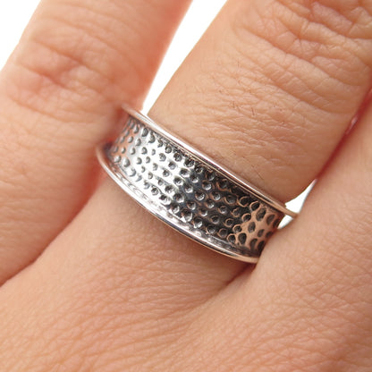 925 Sterling Silver Vintage Modernist Dotted Oxidized Ring Size 5.75