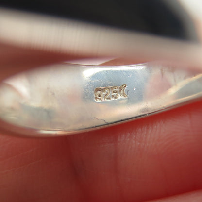FOSSIL 925 Sterling Silver Vintage Round-Cut Pink C Z Modernist Ring Size 7.5