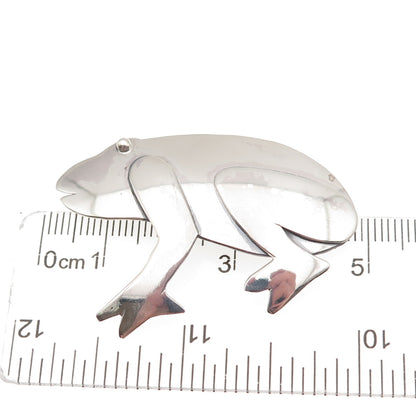 925 Sterling Silver Vintage Frog Good Luck Oxidized Pin Brooch
