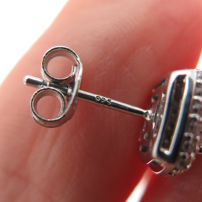 925 Sterling Silver Round-Cut C Z Cushion Stud Earrings