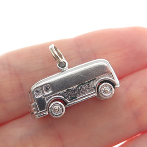 925 Sterling Silver Vintage Retro Volkswagen Bus Minimalist 3D Charm Pendant