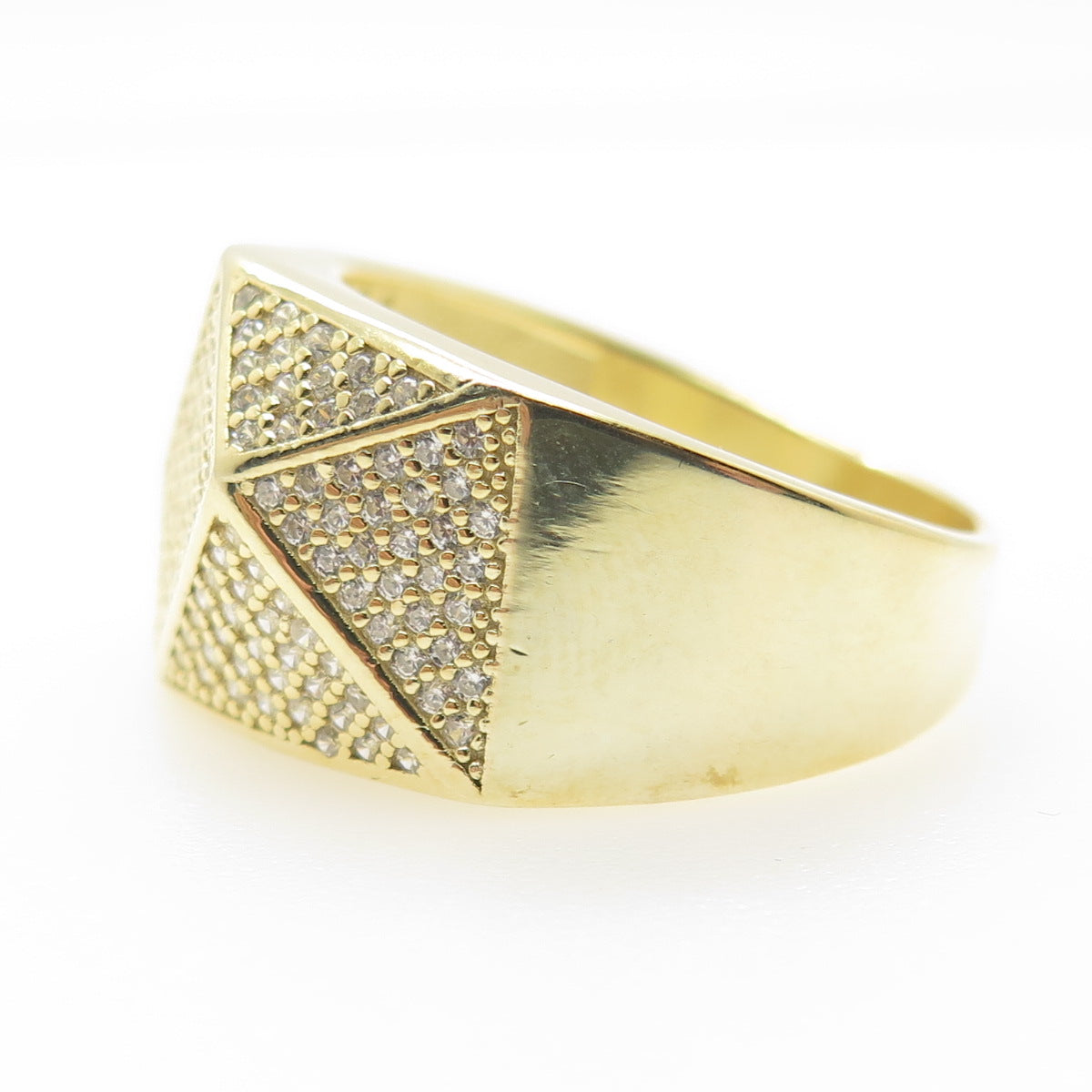 925 Sterling Silver Gold Plated Pave C Z Ring Size 12