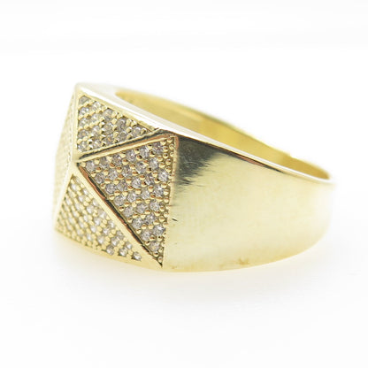 925 Sterling Silver Gold Plated Pave C Z Ring Size 12