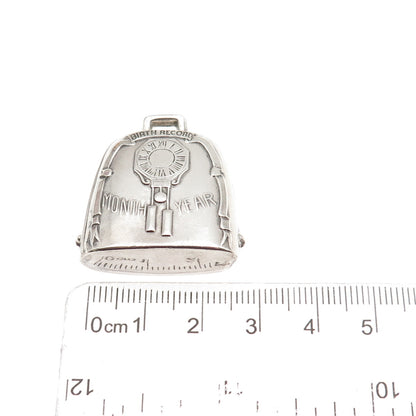 Webster 925 Sterling Silver Antique Art Deco Baby Birth Record Rattle Pendant