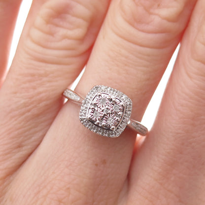 SK9 Allure Gems 925 Sterling Silver Real Diamond Engagement Ring Size 6