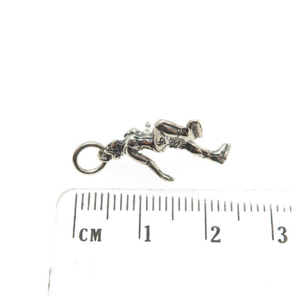 SHUBE 925 Sterling Silver Vintage Figure Skater Oxidized Minimalist Pendant