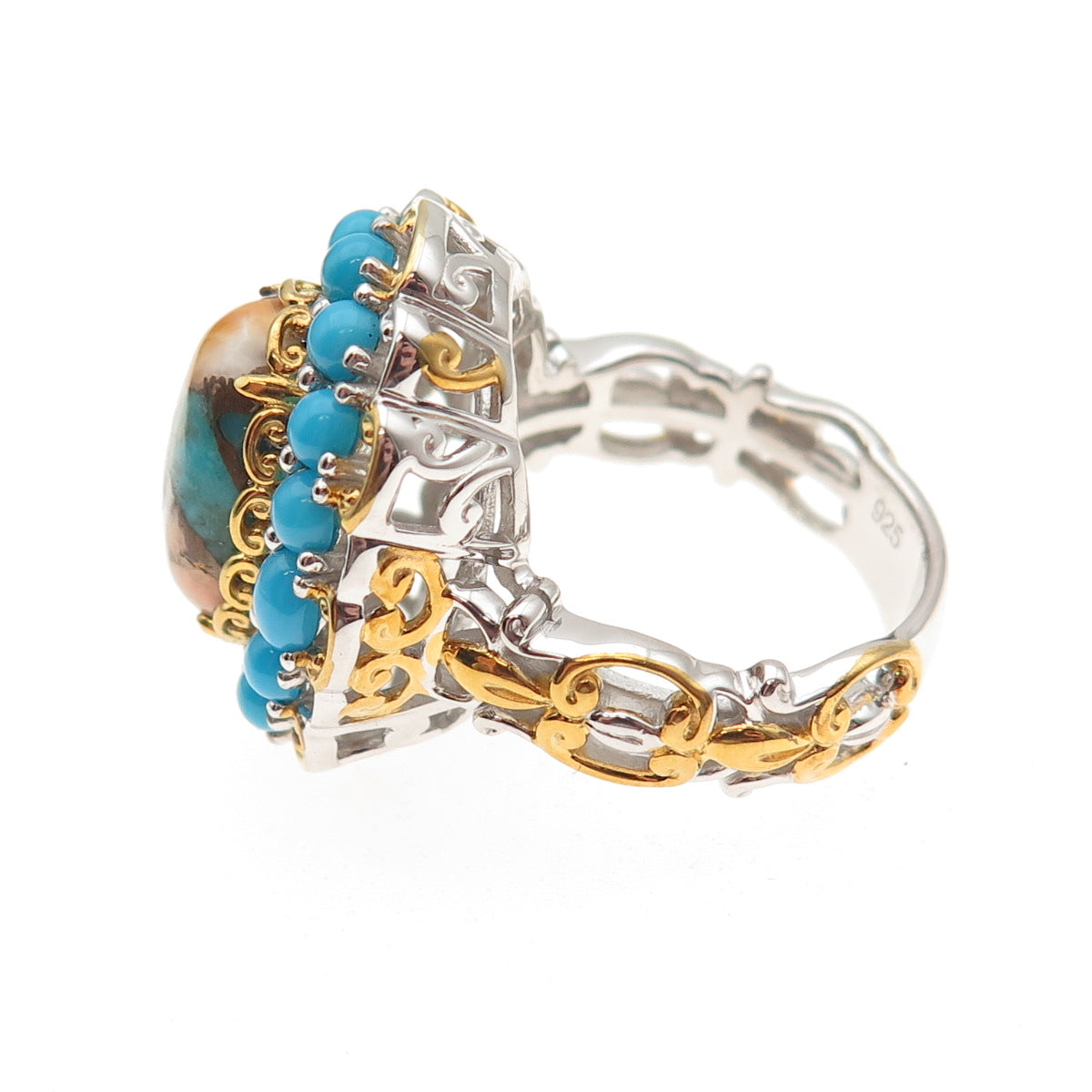 Michael Valitutti Gems En Vogue 925 Sterling Real Multi-Turquoise Ring Size 8.25