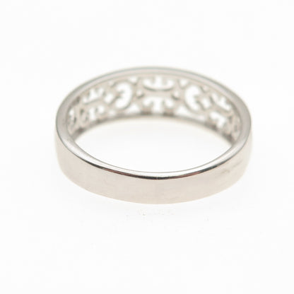 925 Sterling Silver Swirl Heart Ornate Ring Size 8