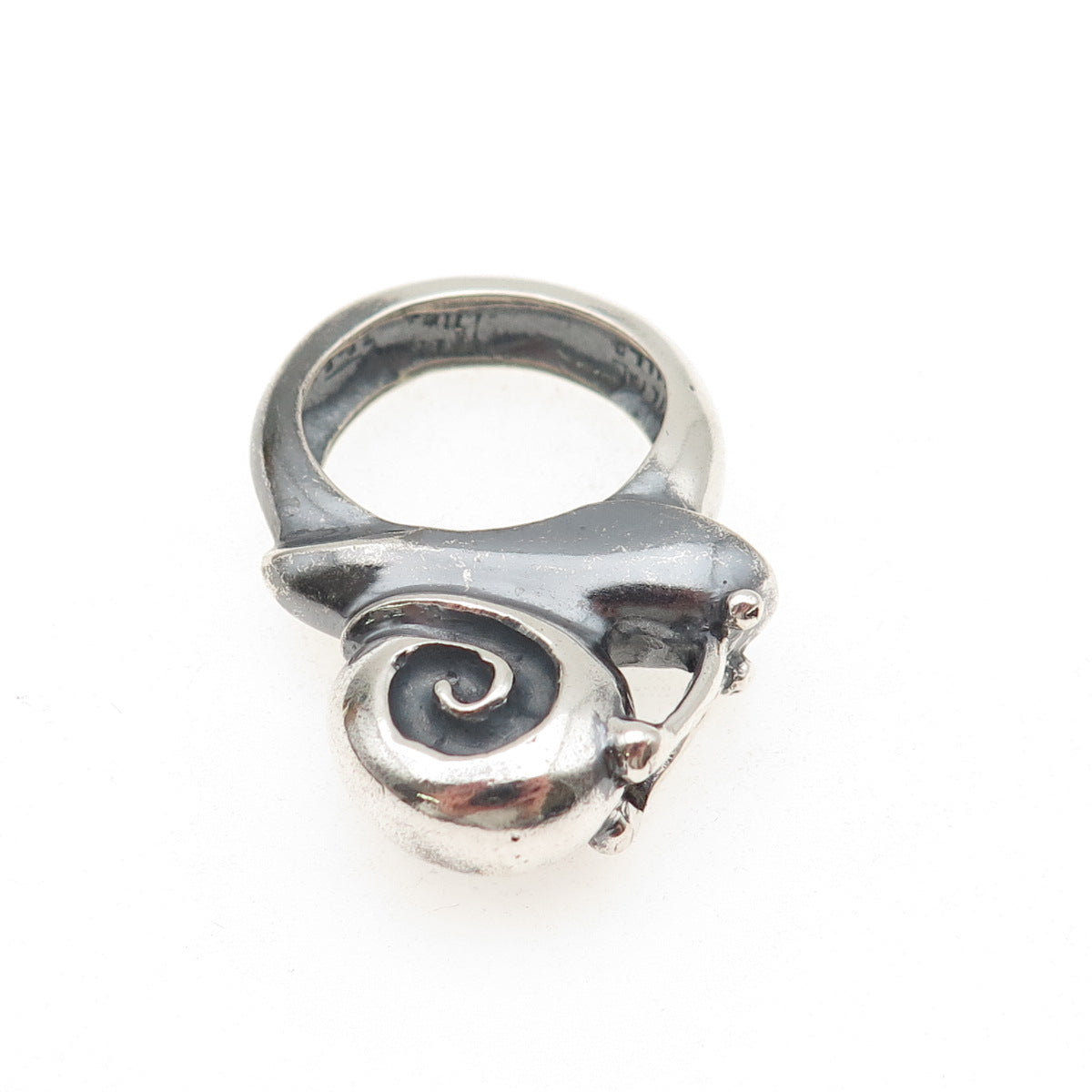 Emilia Castillo 925 Sterling Silver Vintage Mexico Snail Oxidized Ring Size 7.5