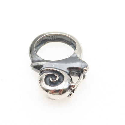 Emilia Castillo 925 Sterling Silver Vintage Mexico Snail Oxidized Ring Size 7.5