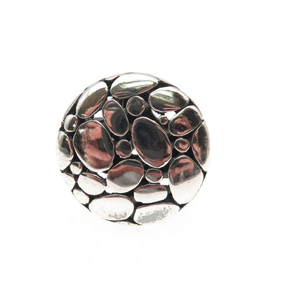 925 Sterling Silver Vintage Modernist Kali Disc Oxidized Ring Size 6.5