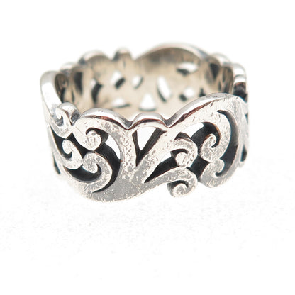 Lois Hill 925 Sterling Silver Vintage Signature Scroll Oxidized Ring Size 7.5