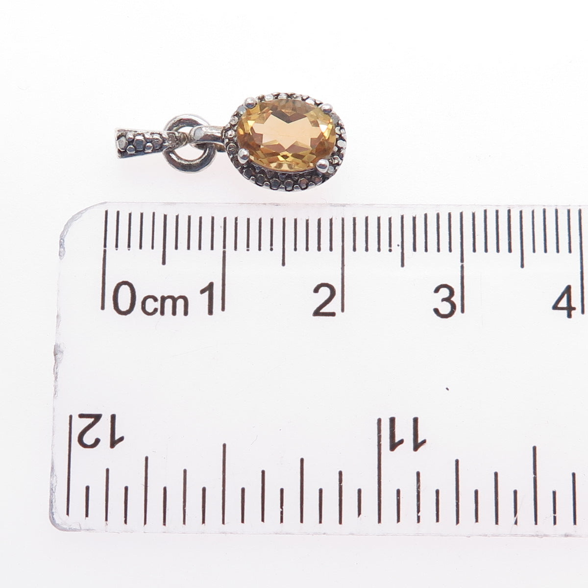 SAI 925 Sterling Silver Real Diamond Accent & Citrine Mini Charm Pendant