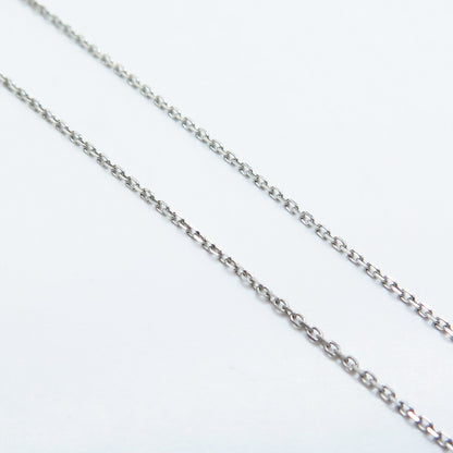 925 Sterling Silver 2-Tone Italy SUN White Diamond Angel Rolo Chain Necklace 18"