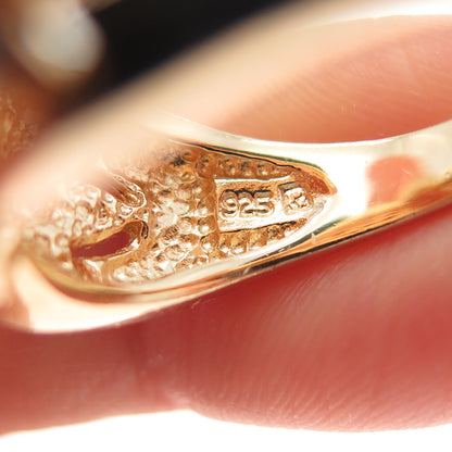 ROSS SIMONS 925 Sterling Silver Gold Plated Real Diamond & Citrine Ring Size 7.5