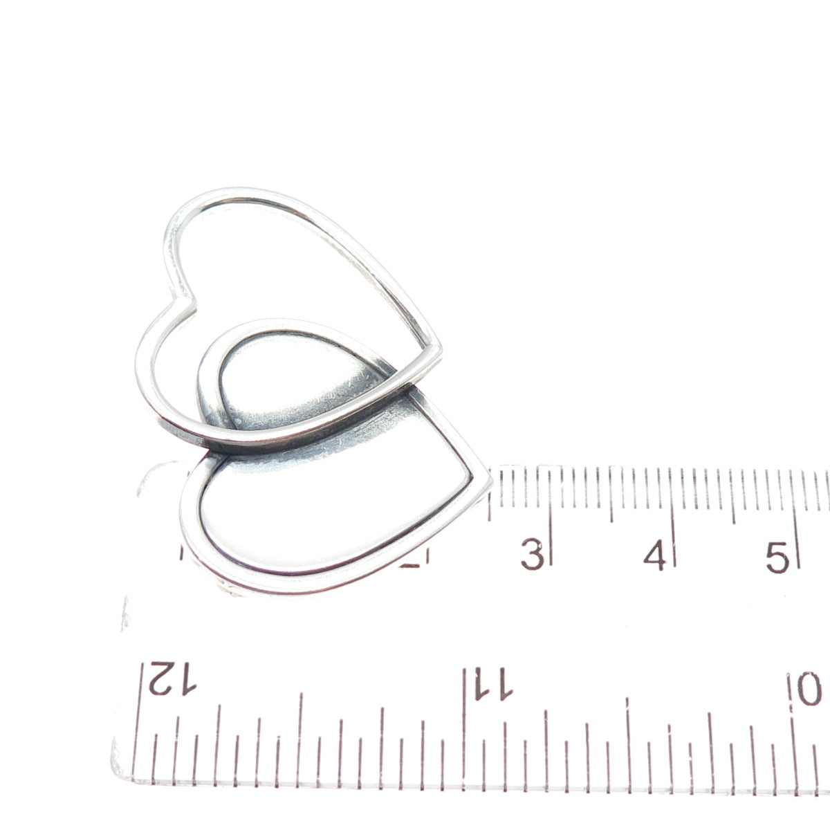 ORB Otto R. Bade 925 Sterling Silver Vintage Double Heart Oxidized Pin Brooch