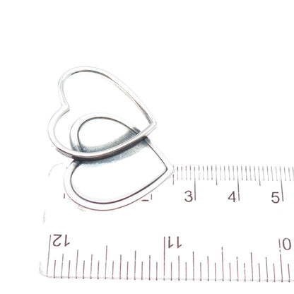 ORB Otto R. Bade 925 Sterling Silver Vintage Double Heart Oxidized Pin Brooch