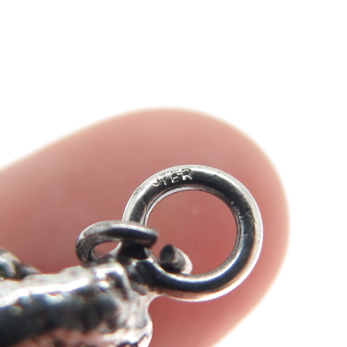 925 Sterling Silver Vintage Modernist Brutalist Oxidized Charm Pendant