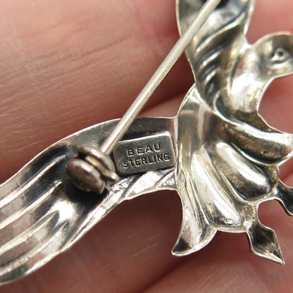 925 Sterling Silver Vintage BEAU Flying Bird Pin Brooch