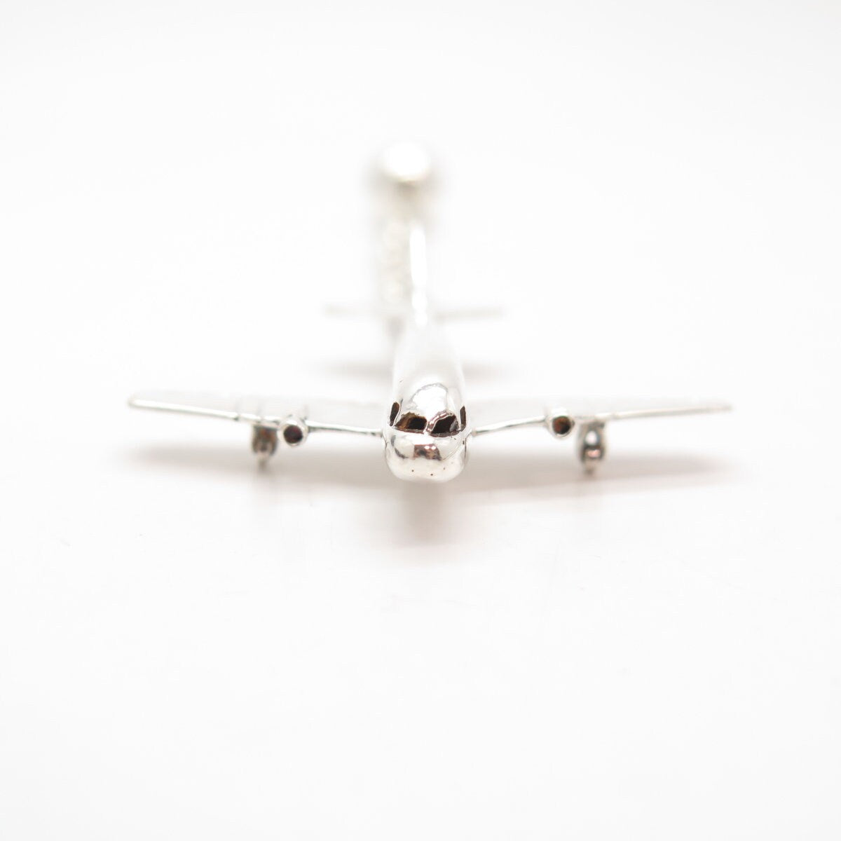 925 Sterling Silver Vintage Airplane Fob Pendant