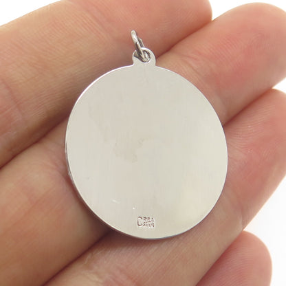 CREA 925 Sterling Silver Vintage Bermuda Round Charm Pendant