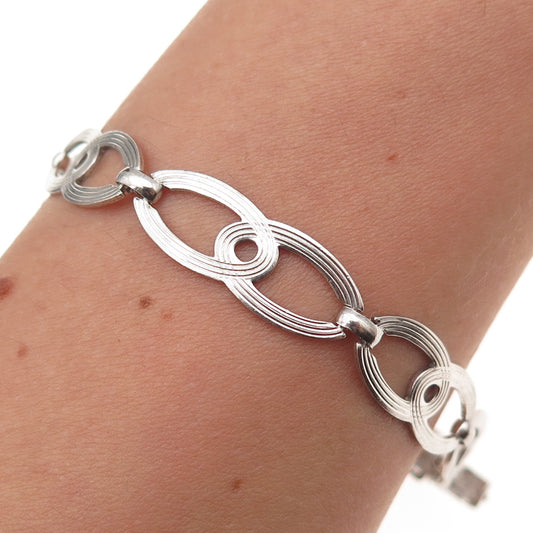 W.E. Richards 925 Sterling Silver Antique Art Deco Infinity Link Bracelet 7.25"