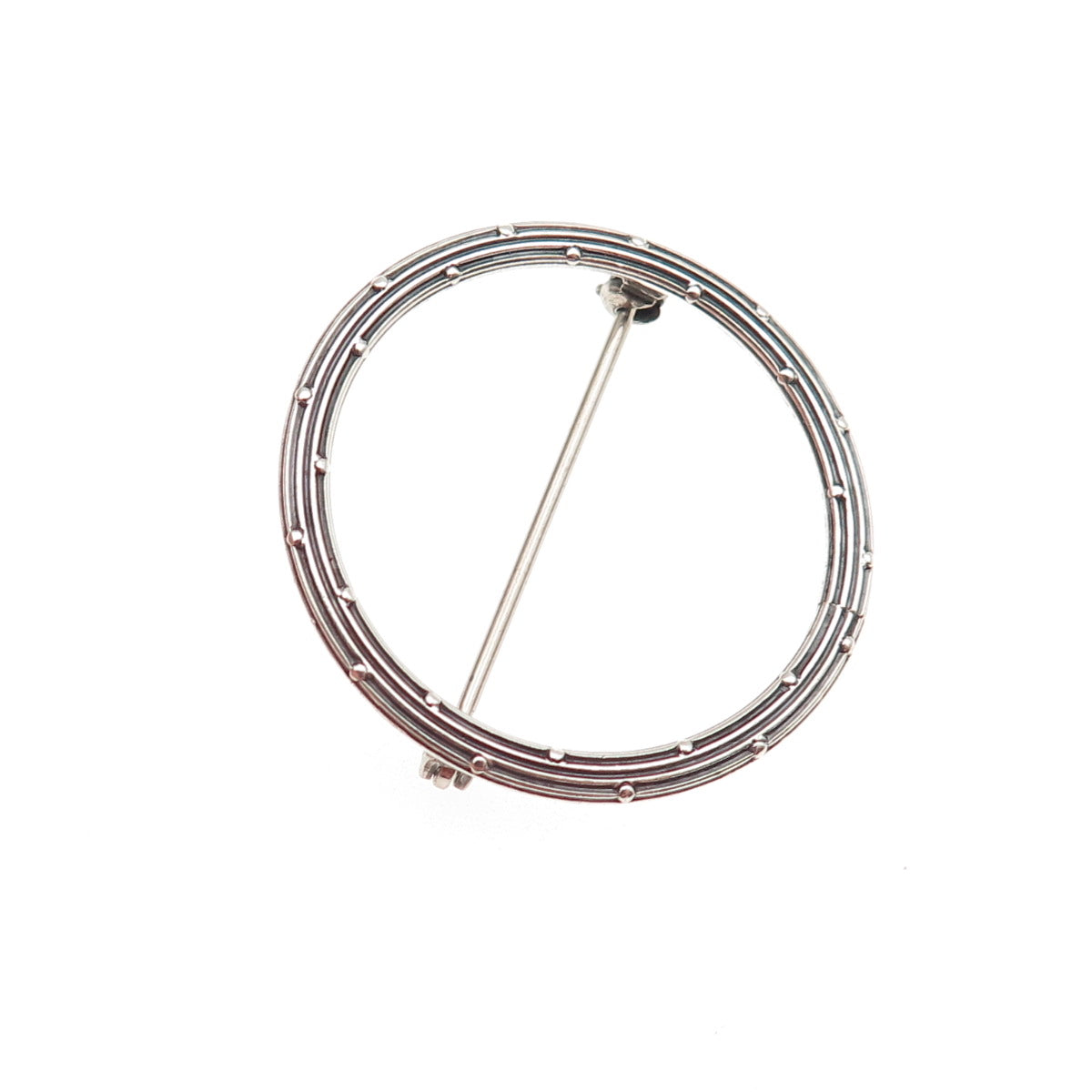 925 Sterling Silver Antique Art Deco Circle of Life Oxidized Pin Brooch