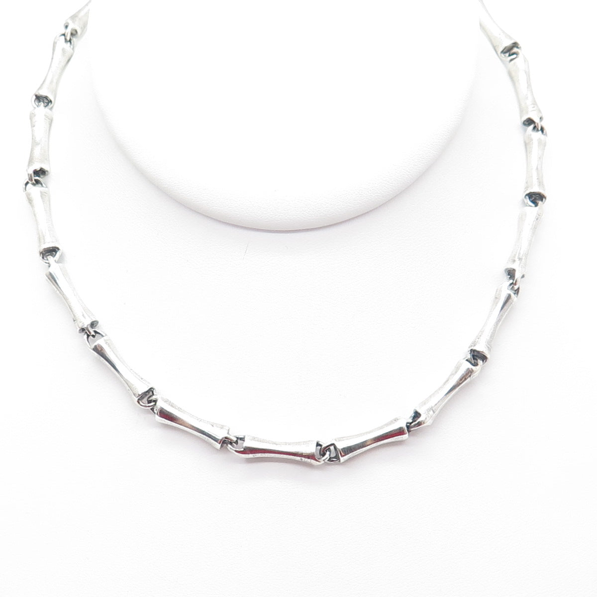 925 Sterling Silver Vintage Bamboo Bar Chain Oxidized Necklace 18"