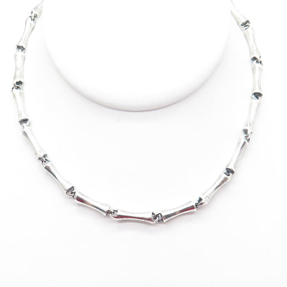 925 Sterling Silver Vintage Bamboo Bar Chain Oxidized Necklace 18"