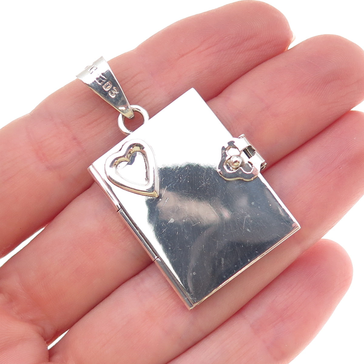 925 Sterling Silver Vintage Mexico Heart Locket Charm Pendant